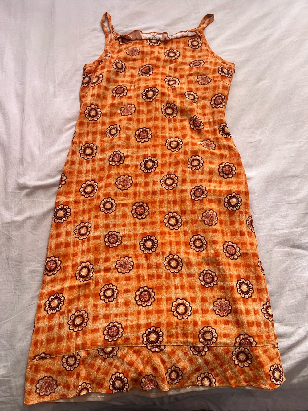Shockwave 70s inspired Mod Orange Floral Midi Dress